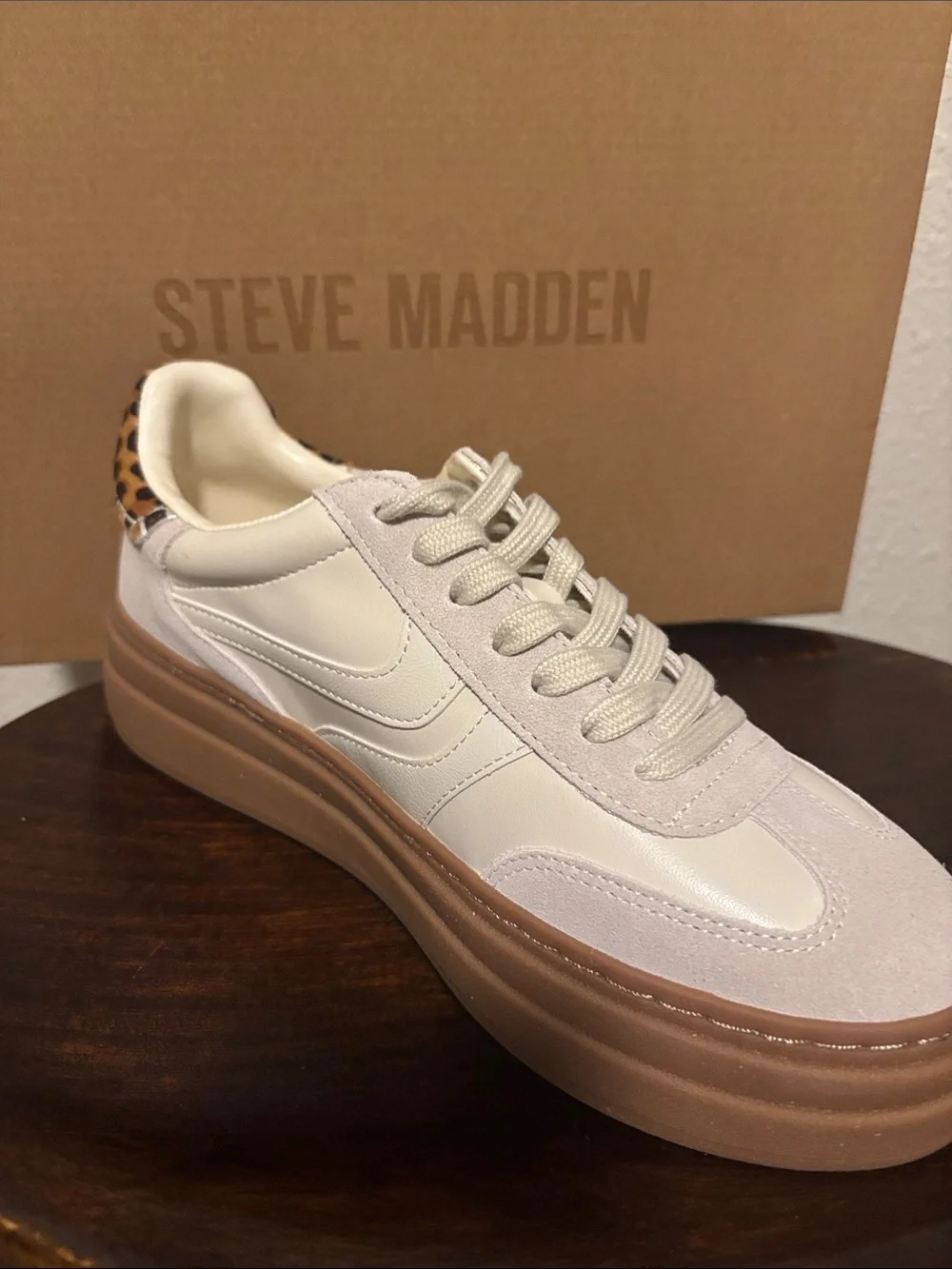 Steve Madden Cream, Tan & Leopard Platform Sneakers